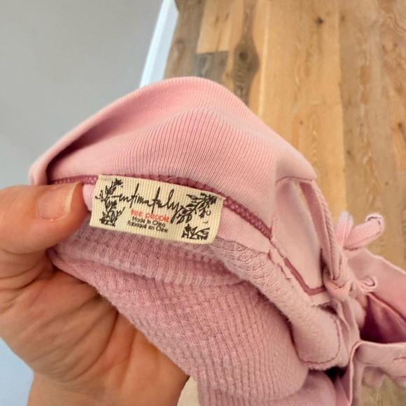 Free people waffle knit tie back long sleeve top - Picture 3 of 3